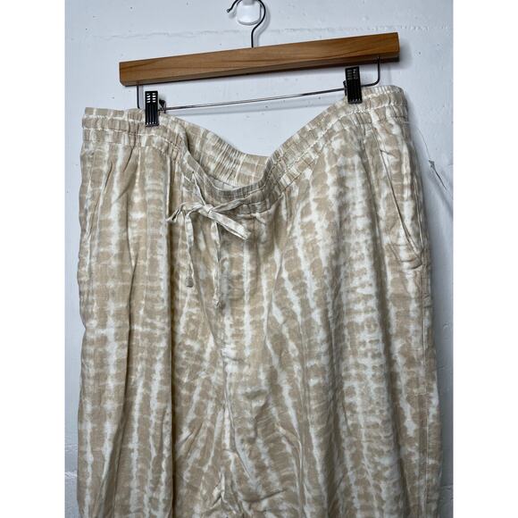 NEW Old Navy Womens XXL Linen Blend Pants Drawstring Cream Tan Pull On - Picture 2 of 7